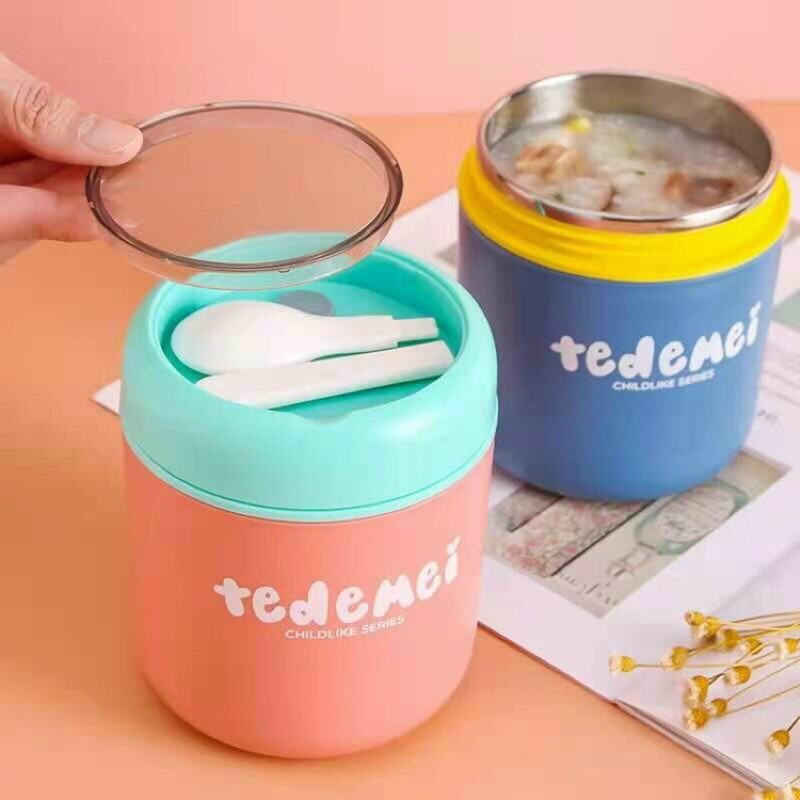 Bình Ủ Cháo TEDEMEL 530ml LÕI INOX KHÔNG GỈ An toàn cho bé