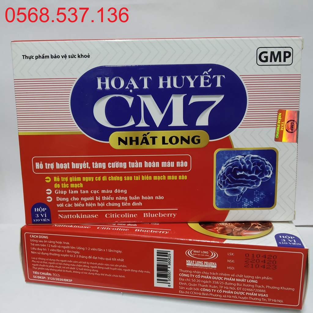Hoạt huyết CM7 Nhất Long Hỗ trợ hoạt huyết, tăng cường tuần hoàn não