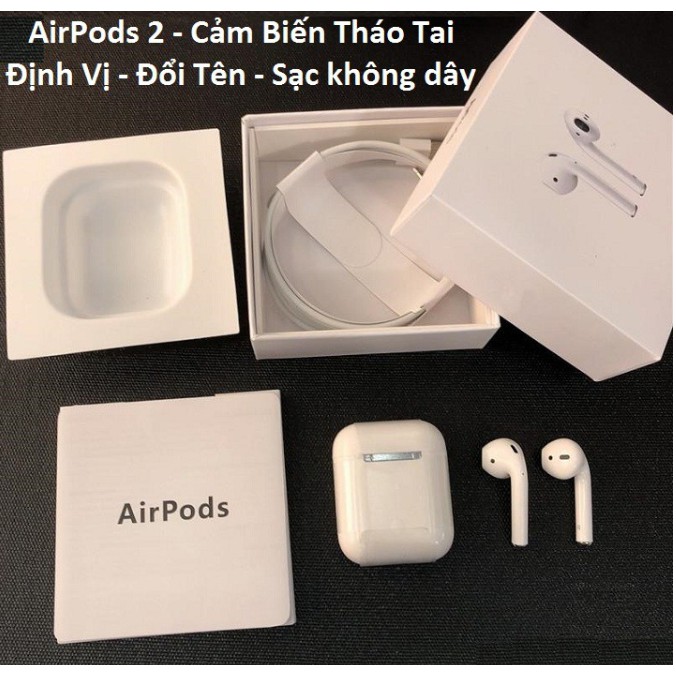 Tai Nghe Bluetooth Cảm Ứng AirPods 2 Định Vị Đổi Tên - Cảm Biến Tháo Tai + Tặng Kèm Case Airpod ( Giao Hình Ngẫu Nhiên )