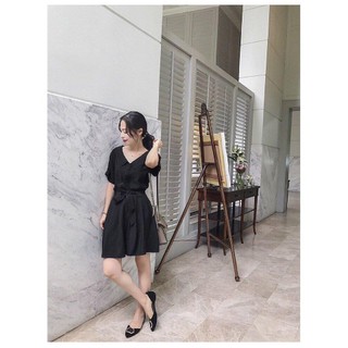 Đầm cổ sen chất kaki thanh lịch