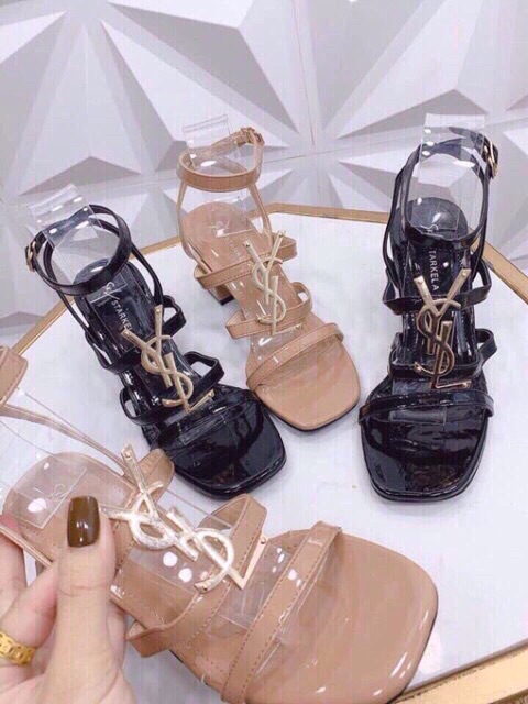 Giày sandal gắn chữ gót 5p bọc đồng êm chân mã s13