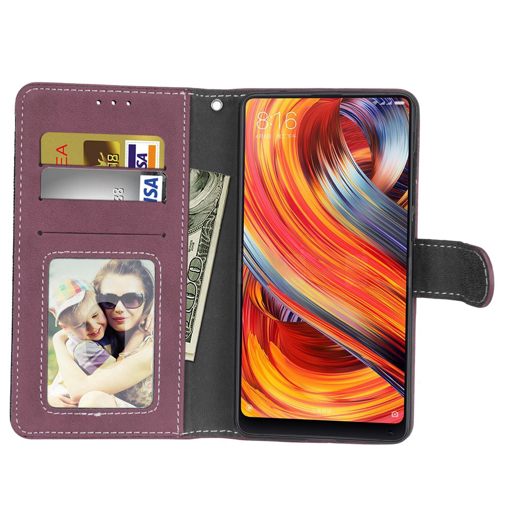 Bao da điện thoại PU dạng ví nắp lật có khóa nam châm ngăn đựng thẻ cổ điển cho Xiaomi Mi Mix 2