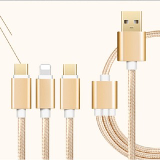 Dây cáp cao cấp 3 trong 1 micro usb, lightning, usb typec