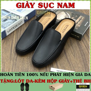 Giày sục nam da bò 100%, sục mẫu mới bảo hành 1 năm 𝐆𝐌0358