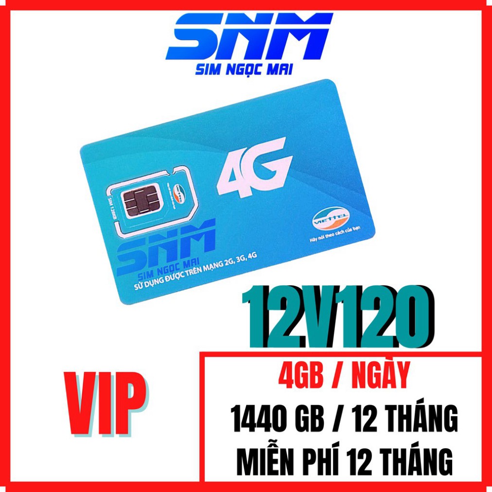 SALE CỰC KHỦNG  (FREE 12T) Sim 4G Viettel V120 Trọn Gói 12 Tháng - 4GB/NGÀY - 1440GB / NĂM - Miễn Phí SALE CỰC KHỦNG...