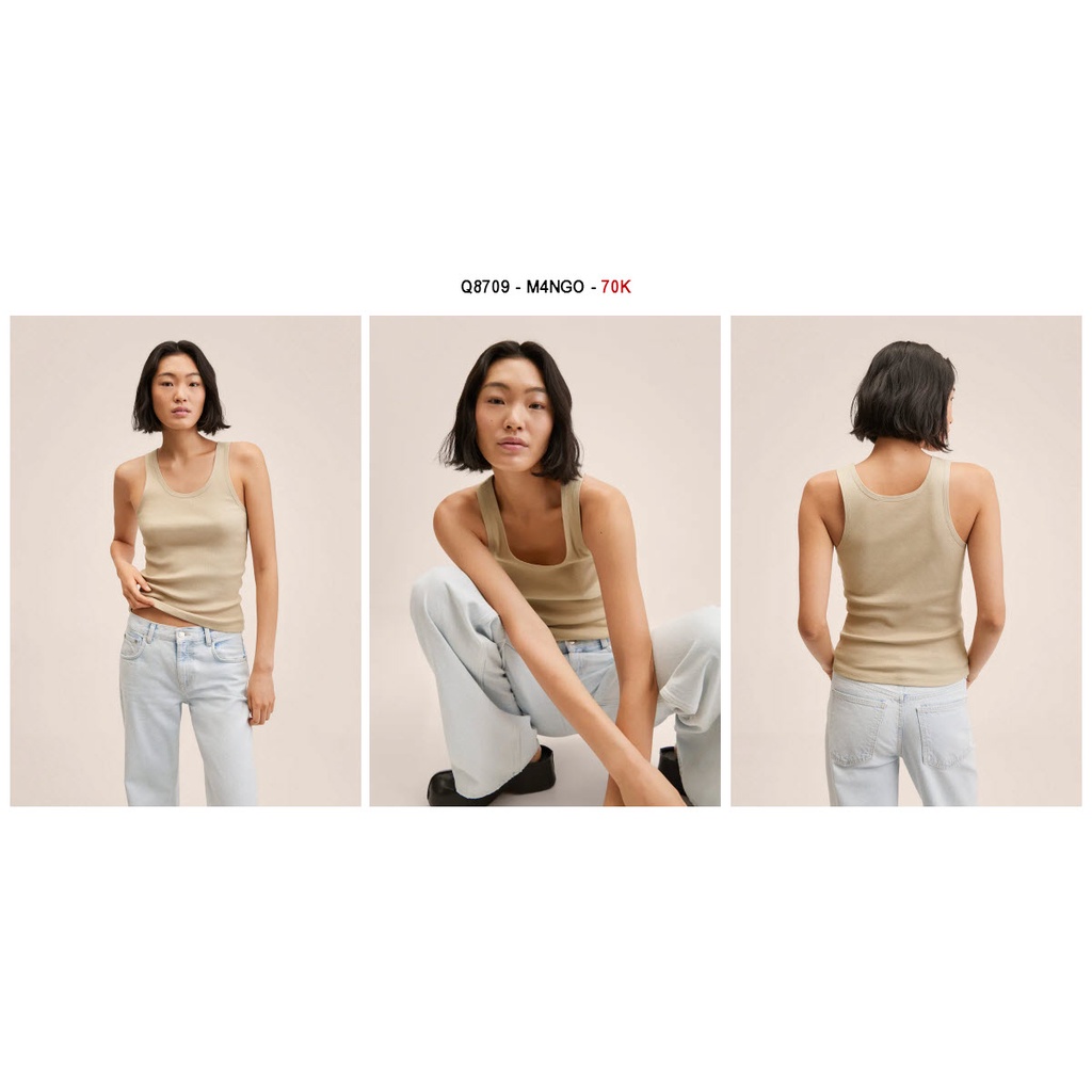 Q8709 - 	Áo thun gân ba lỗ Mango, trơn