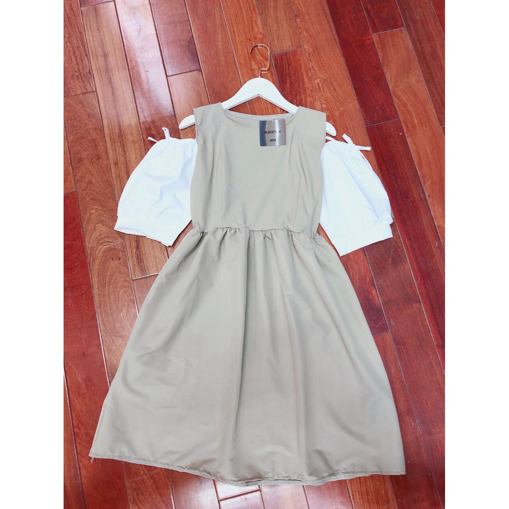 Đầm Babydoll Nữ Tay Lỡ Khoét Vai ⚡FREESHIP⚡ Váy Xòe Dài Công Chúa Cá Tính 🦋 Thời Trang Phái Đẹp Tay Phối Màu Dáng Lỡ 🦋