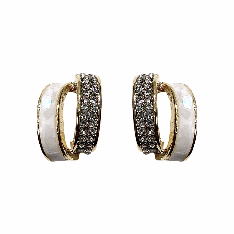 Bông Tai Chữ C Đính Đá Lấp Lánh Thời Trang Hàn Quốc Cho Nữ