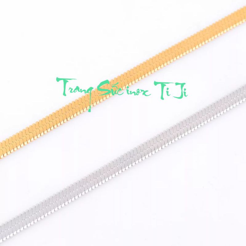 Dây chuyền nữ inox dây mì dẹp 3mm