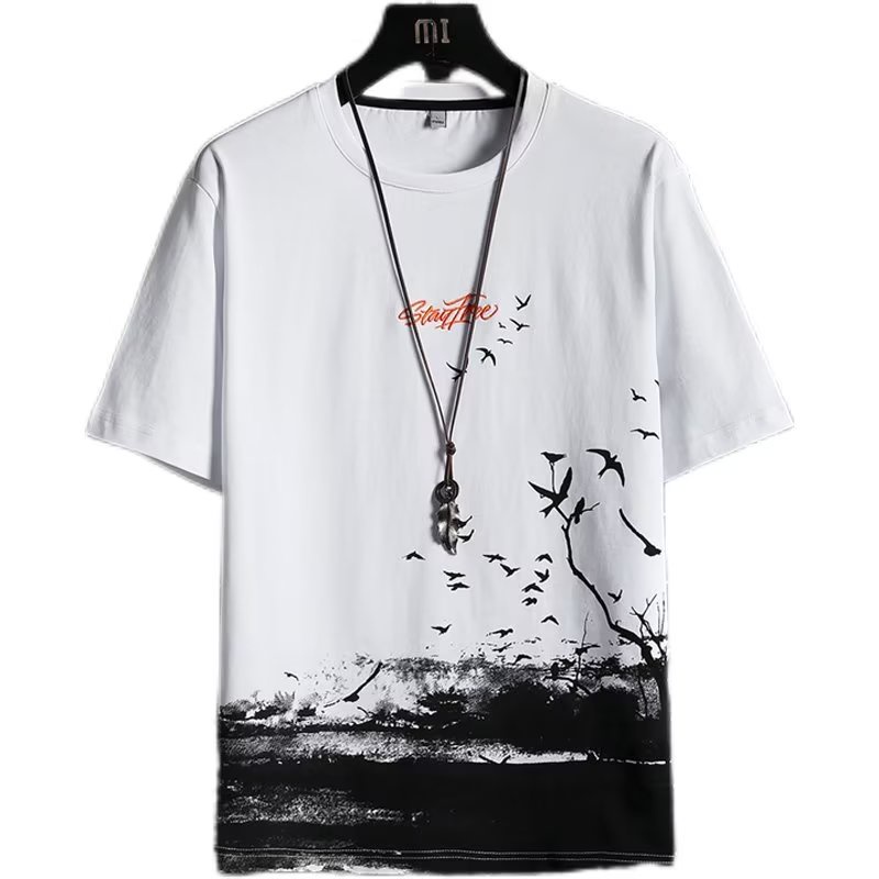 Áo Thun Tay Ngắn Dáng Rộng Cỡ Lớn In Màu Nhuộm Kiểu Hip-Hop Đường Phố Nhật Bản Cá Tính Cho Nam