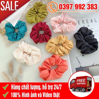 [TRỢ GIÁ SHIP] Dây Cột Tóc Scunchies Vải Phi Bóng Màu Trơn Thời Trang Hàn Quốc - Dây Buộc Tóc Vải Cho Nữ