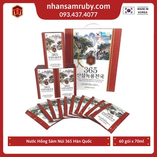 Nước Hồng Sâm Nhung Hươu Núi 365 HANSUSAM Hàn Quốc Hộp 60 gói x 70ml