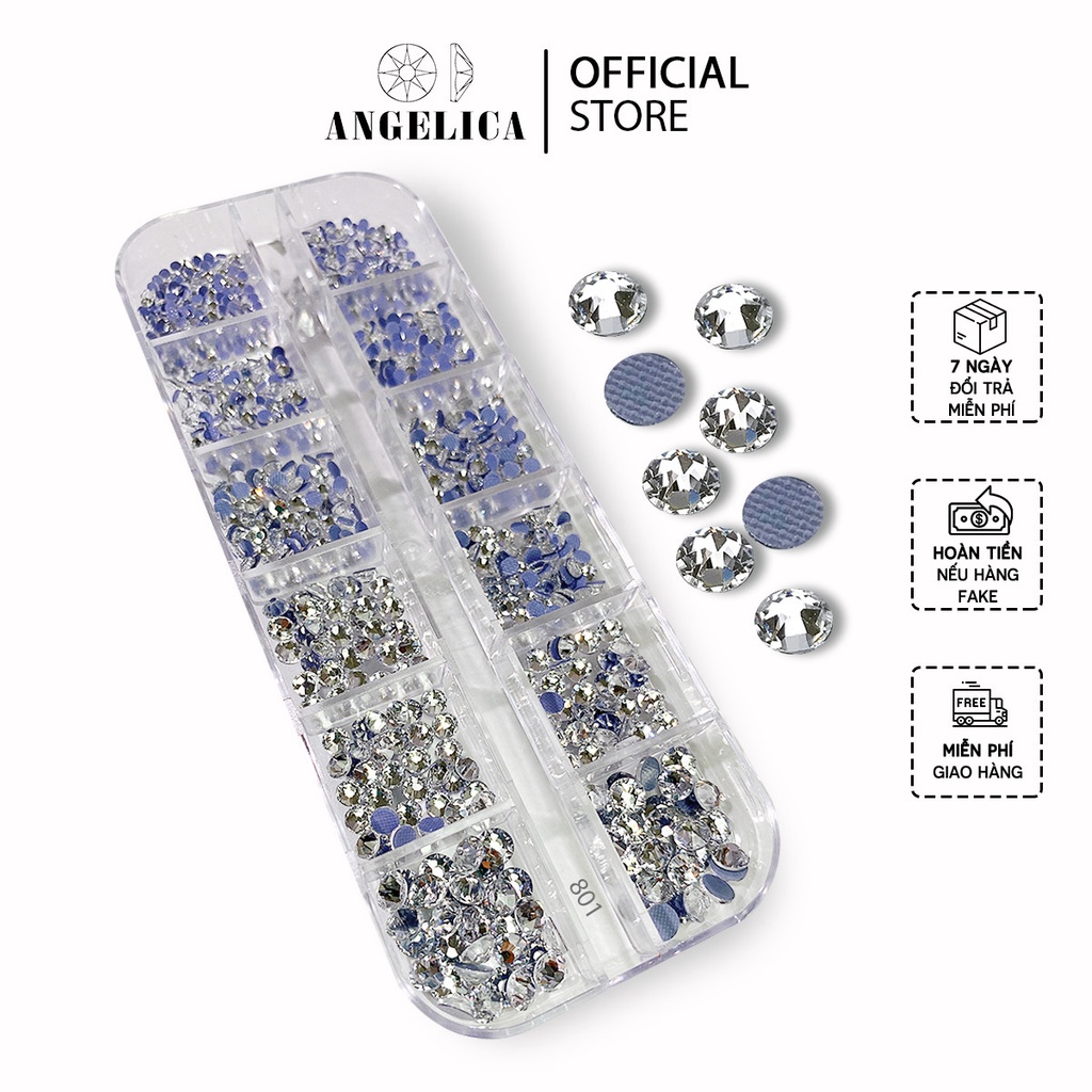 Đá Nail Chân Lưới 16 Khía Nail Crystal Màu Trắng Đính Móng ANGELICA 801