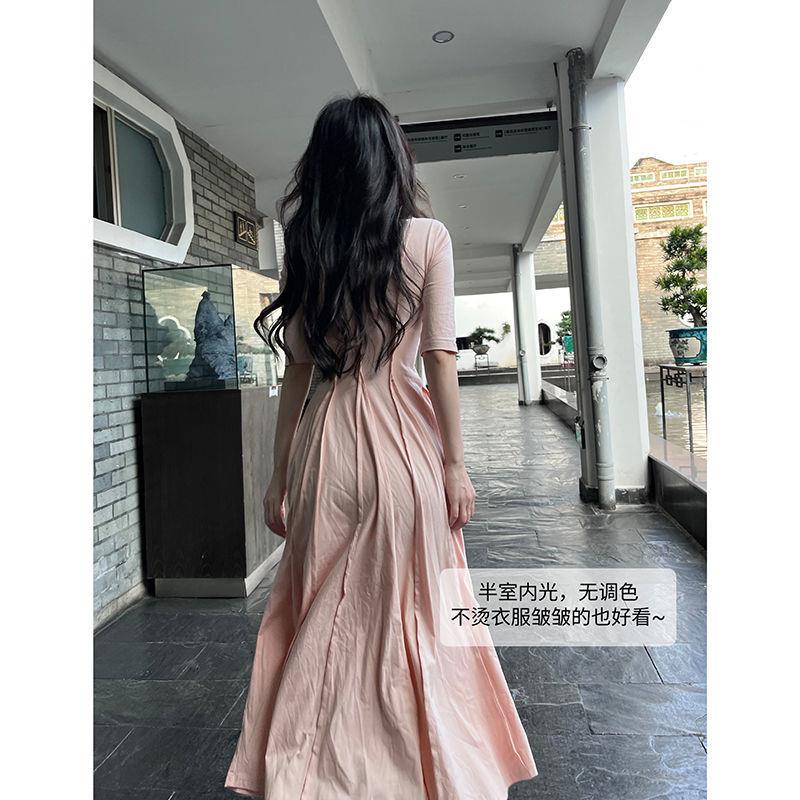 Đầm Lửng Dáng Ôm Màu Trơn Kiểu Hàn Quốc Thời Trang Xuân Hè Cho Nữ