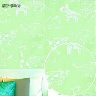 Decal giấy dán tường vườn thú xanh