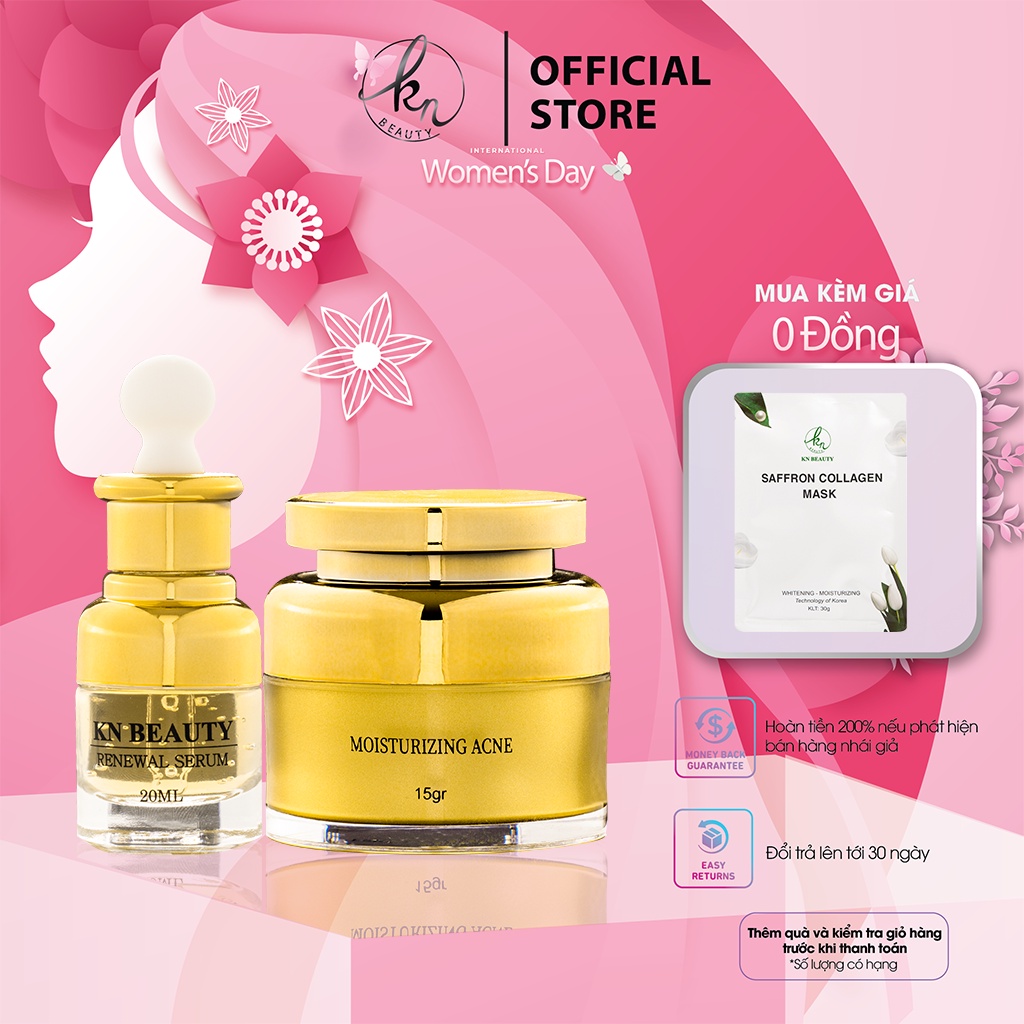 &lt;Nhận quà ngay&gt; Combo 2 sản phẩm Ngừa mụn Giảm thâm Dưỡng trắng Kn Beauty: Serum 20ml +kem dưỡng 15gr