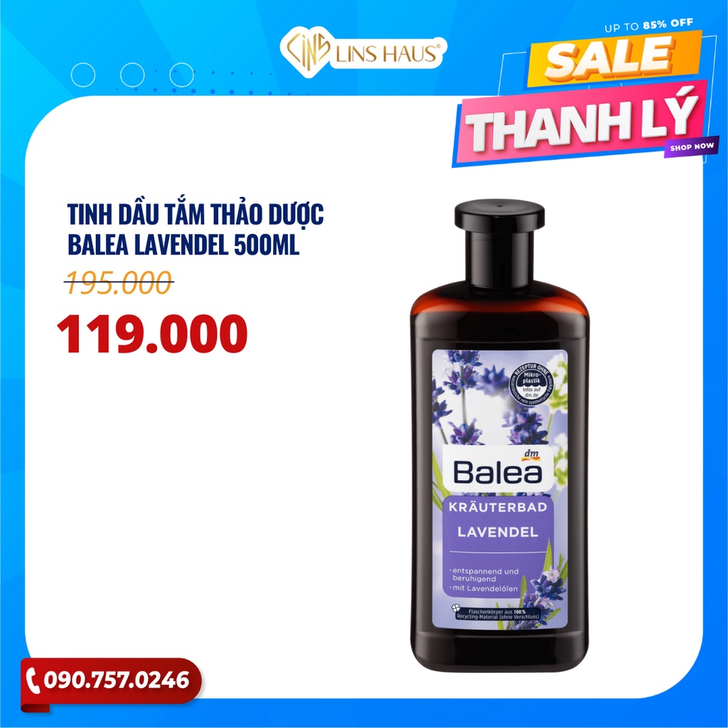 [DATE T3.23] Tinh dầu tắm thảo dược Balea lavender 500ml