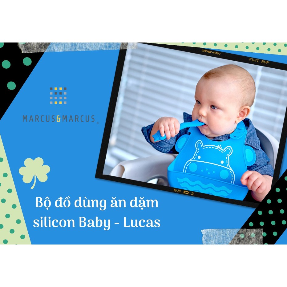 Bộ đồ dùng ăn dặm silicon Baby Marcus & Marcus, cho bé từ 6 tháng - Lucas