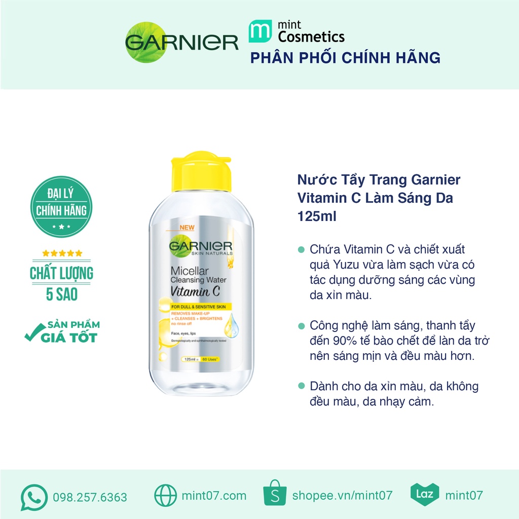 Tẩy trang Garnier Micellar Cleansing Water Vitamin C