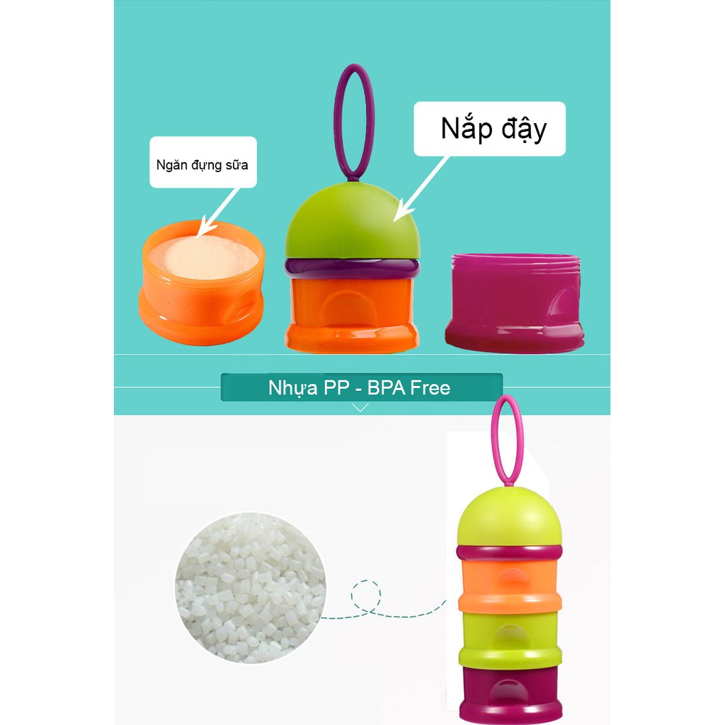 Hộp đựng chia sữa 3 tầng nhựa PP an toàn - BPA Free