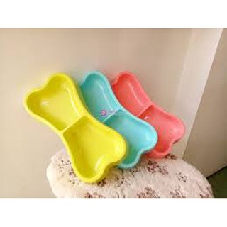 Bát nhựa đôi hình xương dành cho chó mèo