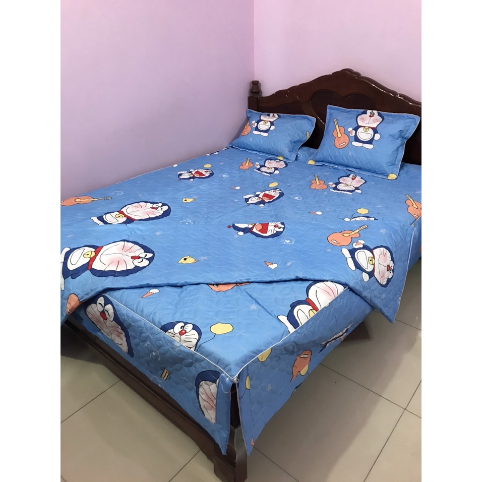 [SIÊU GIẢM GIÁ] Bộ Ga Gối Trần Bông 5 Món Dày Dặn, Xẻ Góc ( 1 ga phủ, 2 vỏ gối đầu, 1 gối ôm, 1 chăn trần bông)