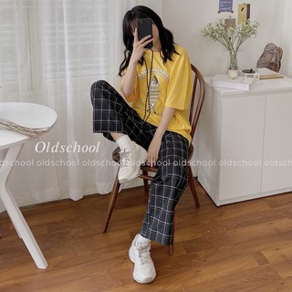 QUẦN KẺ LƯNG CHUN TRẮNG ĐEN (ảnh thật/sẵn)