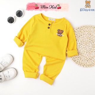 Bộ dài tay 🌵𝐅𝐑𝐄𝐄 𝐒𝐇𝐈𝐏🌵chất liệu Thun gân Hàn Quốc cao cấp cực đẹp xịn, hoạ tiết hình gấu xinh xắn cho bé từ 0 - 5 tuổi