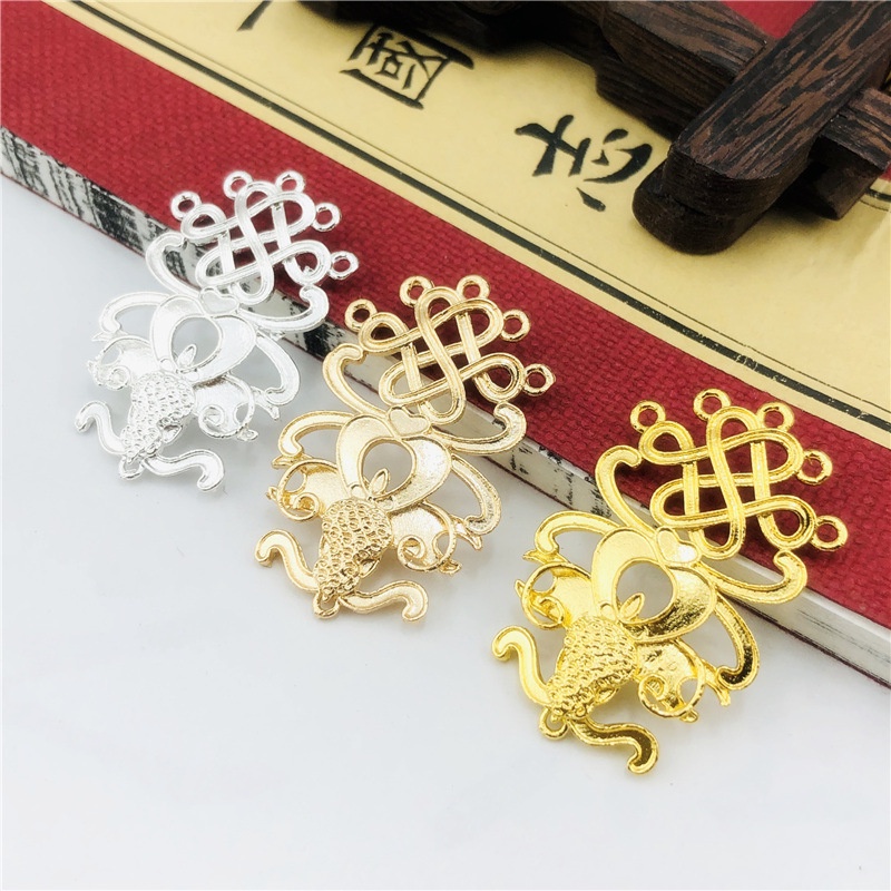 1 phiến đúc họa tiết nút thắt vô tận cách điệu 30*39mm nguyên liệu làm trâm làm trang sức cổ trang