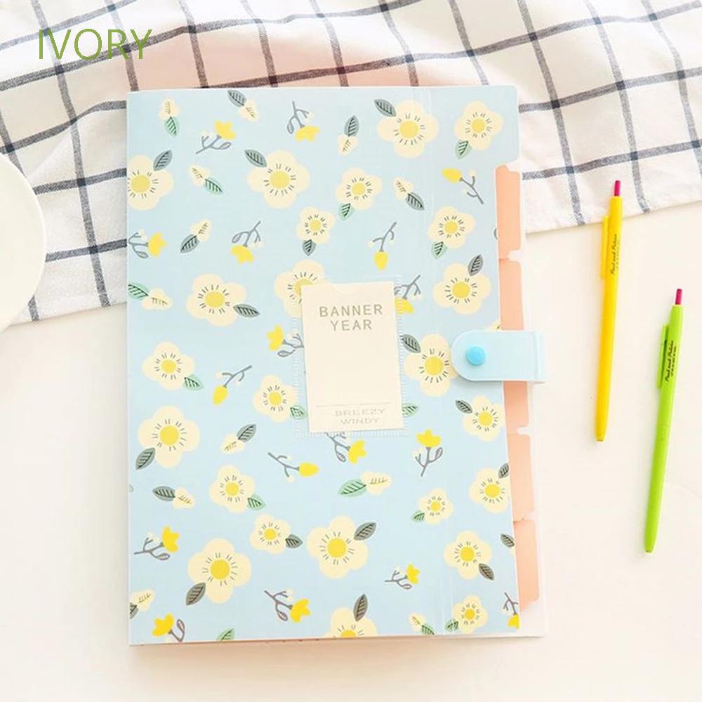 Túi đựng tài liệu khổ A4 bằng nhựa nhiều màu sắc thiết kế 5 ngăn để bàn tiện lợi