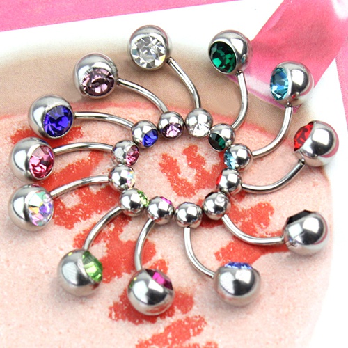 Bộ 12 Khuyên Rốn Thép 316L Đính Đá Cá Tính