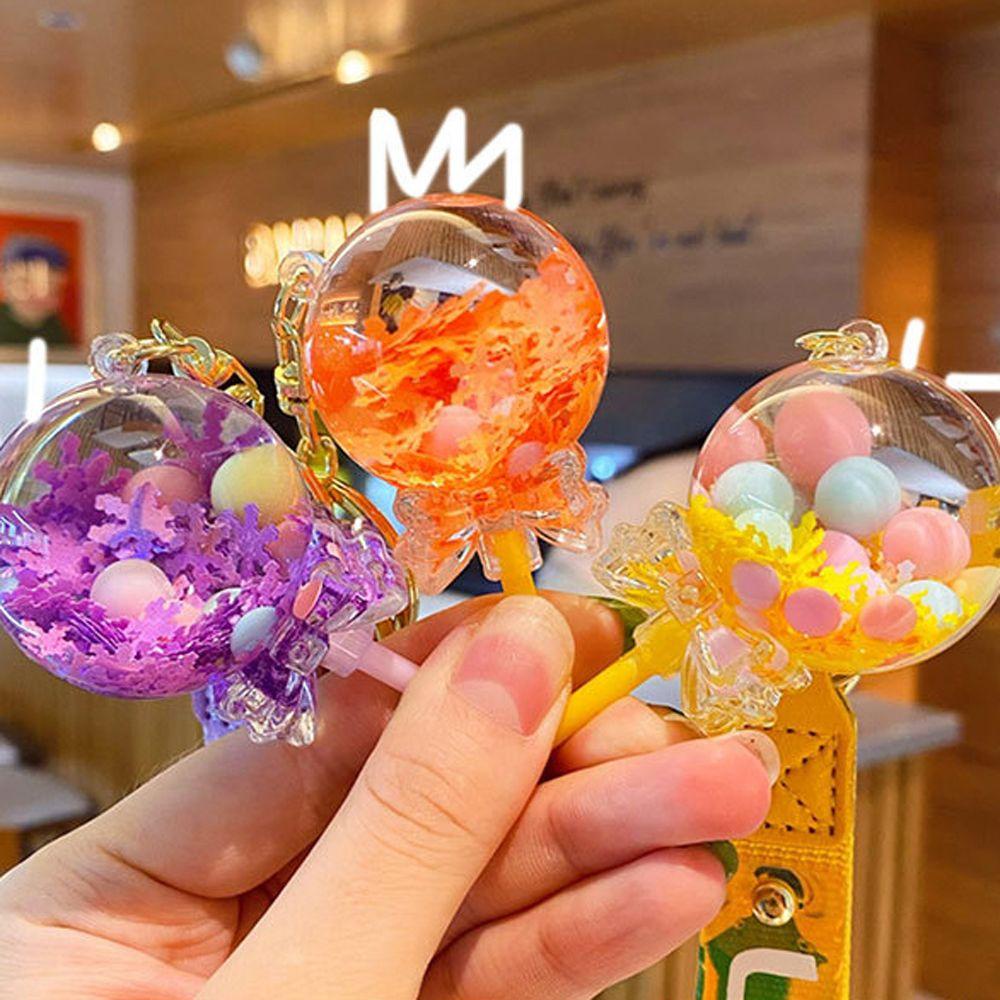 REBUY1 Móc Khóa Acrylic Hình Kẹo Mút Phối Kim Tuyến Dầu / Bông Tuyết Sáng Tạo