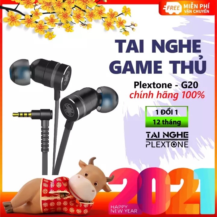 Tai nghe Game thủ, tai nghe in ear gaming Plextone G20 cáp chuyển đổi dùng cho máy tính PC Gaming và Laptop Gaming-NBG20