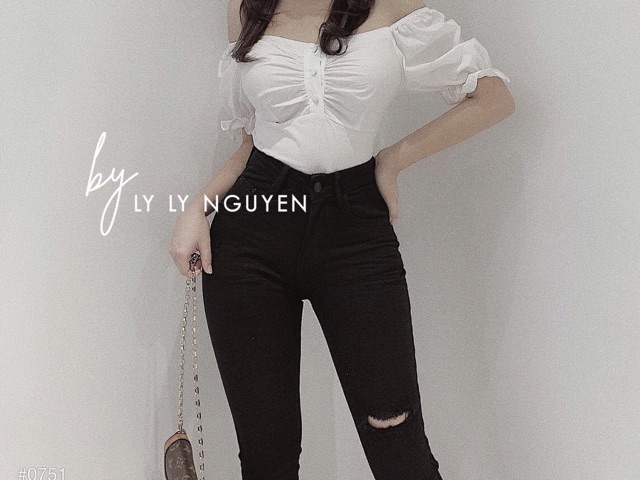 QUẦN BÒ ĐEN NỮ CẠP CAO RÁCH ĐÙI SIÊU CÁ TÍNH | BigBuy360 - bigbuy360.vn