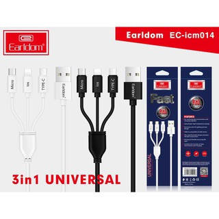 Cáp sạc Earldom IMC-014 đa năng 3 in1 cổng Lingtning - TypeC - micro USB