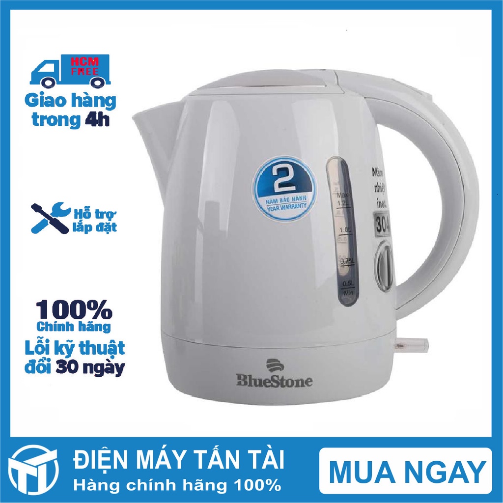 Bình siêu tốc Bluestone 1.2 lít KTB-3311 Lưới lọc cặn,Đèn hoạt động,Đế xoay 360 độ,Thang đo hiển thị mực nước