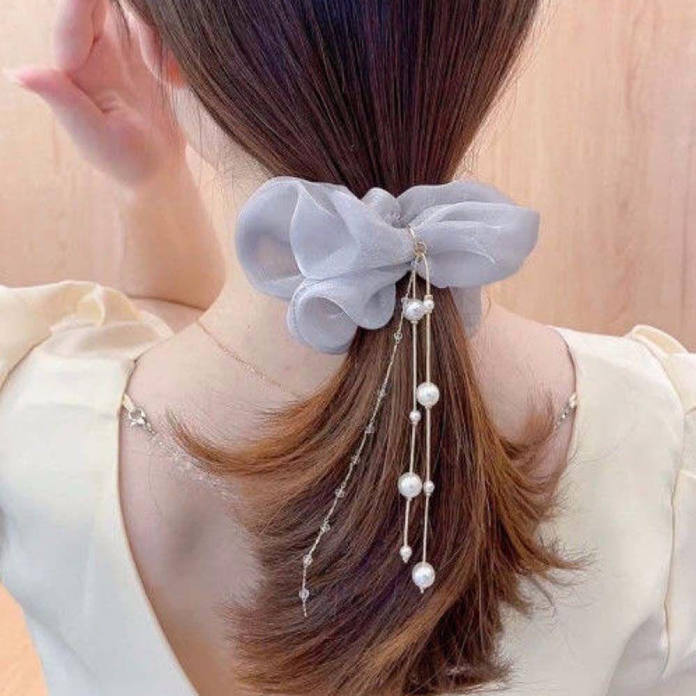 TWINKLE Dây Buộc Tóc Cao Su Đính Bóng Lông Tua Rua Lấp Lánh Cho Nữ