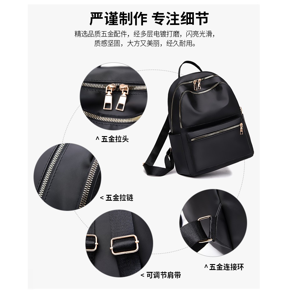 Ba lô nữ cao cấp chống thấm nước mạ khóa vàng