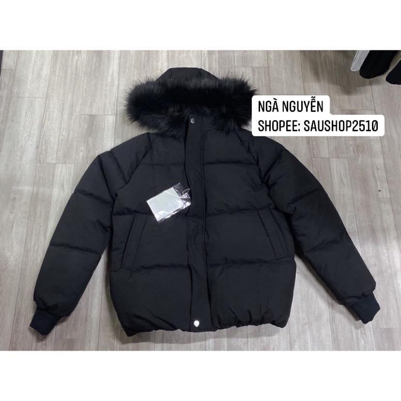 Áo phao gân nữ mũ lông tháo được | BigBuy360 - bigbuy360.vn