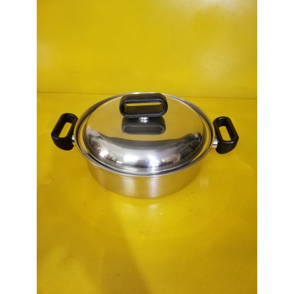 Nồi lẩu (chảo) inox nội địa Nhật dày, nặng, size 27cm, cao 8.5cm (248), dùng được bếp từ