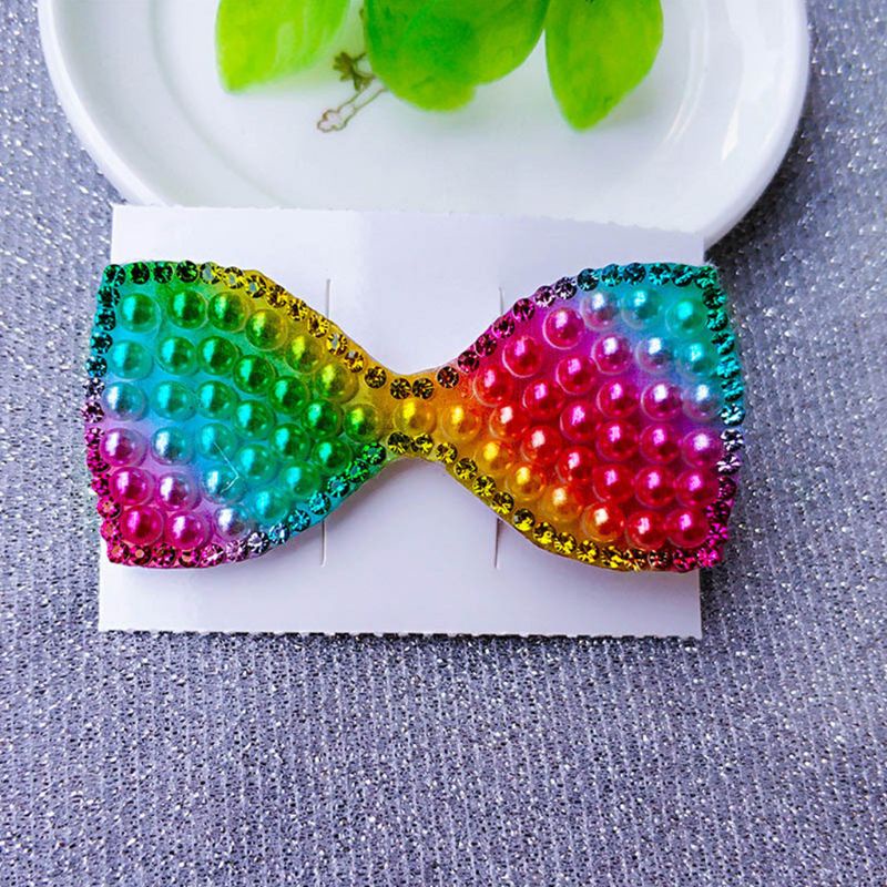 Kẹp Tóc Đính Đá Và Ngọc Trai Giả Màu Cầu Vồng Phong Cách Bohemian Cho Nữ