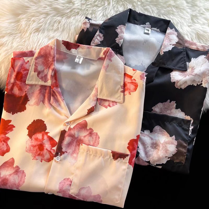 Áo Sơ Mi Tay Ngắn Dáng Rộng Thoáng Khí In Họa Tiết Hoa Phong Cách Hàn Quốc Thời Trang Mùa Hè Cho Nam