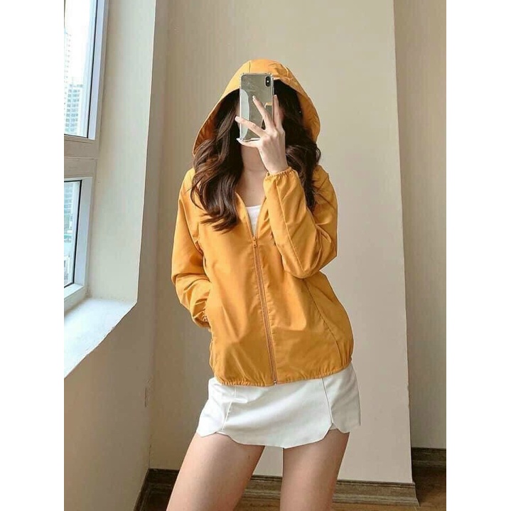 Áo gió túi cuộn nữ 2 lớp lót lưới chống thấm nước