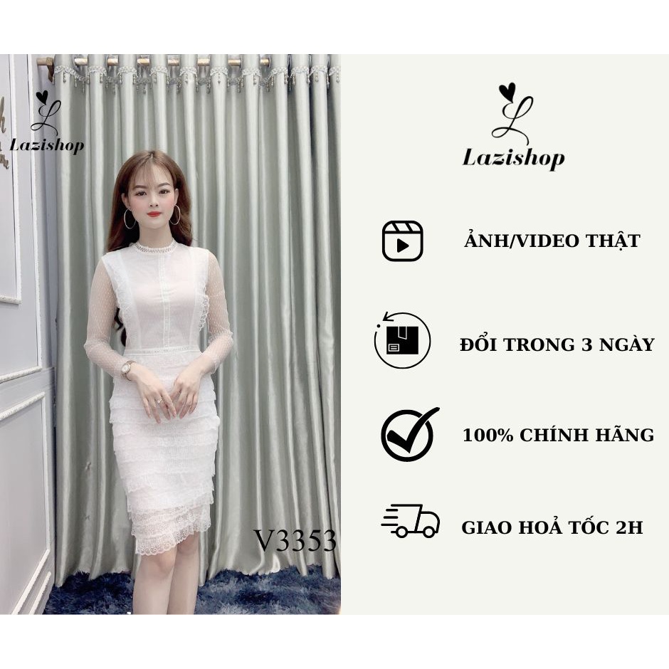 Váy body ren tháp tay dài LAZI - V3353