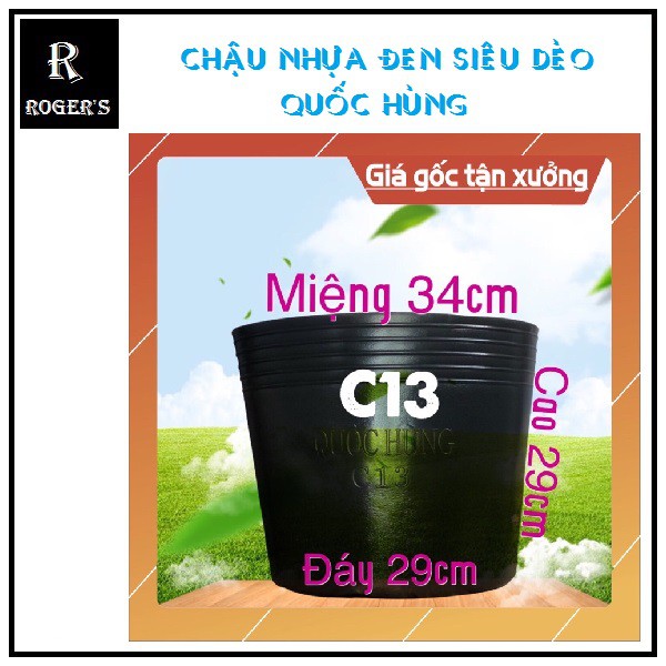 Combo 10 chậu nhựa đen trồng cây C13 Quốc Hùng (Hàng chất lượng)