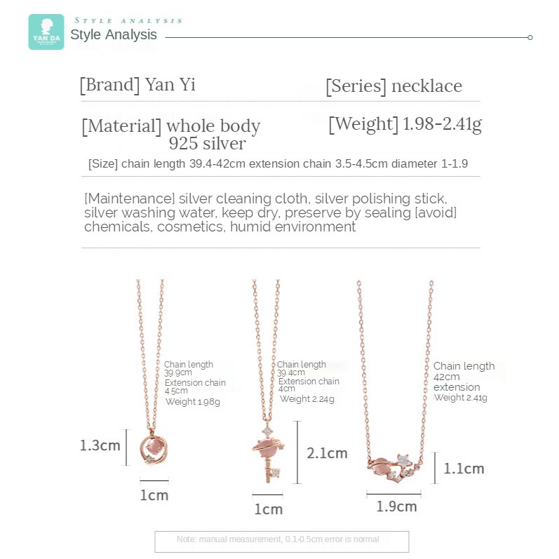 vòng cổ Mạ Bạc 925 Mặt Hình Hành Tinh Đính Đá B859