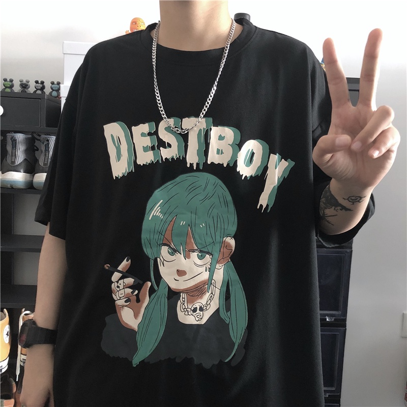 Áo Thun Phông Nam Nữ Unisex Tay Lỡ Form Rộng Cổ Tròn Destboy chất liệu cotton 4 chiều Màu Đen