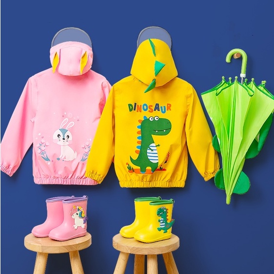 Cheerful Mario 2022 mới Áo mưa hình động vật đáng yêu cho bé 80-140cm