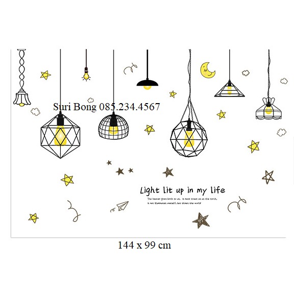 Decal dán tường Dây đèn thả Light mới