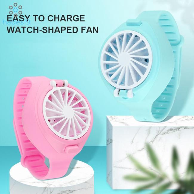 USB Chargeable Mute Small Fan Portable 3 Speeds Adjustable Handheld Watch Fan